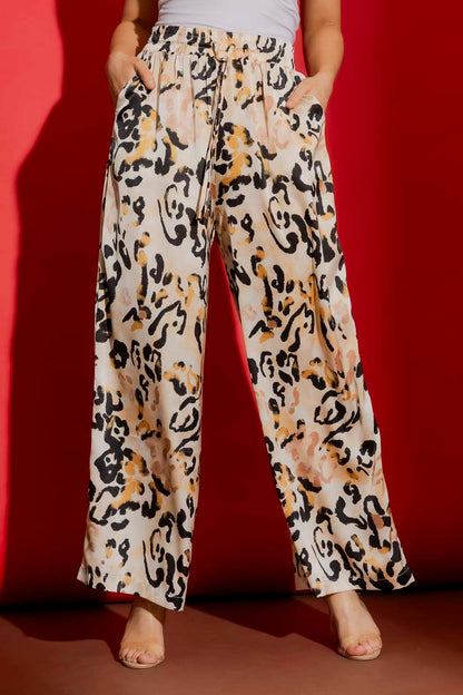Beige Animal Silky Classic Culottes Beige Animal