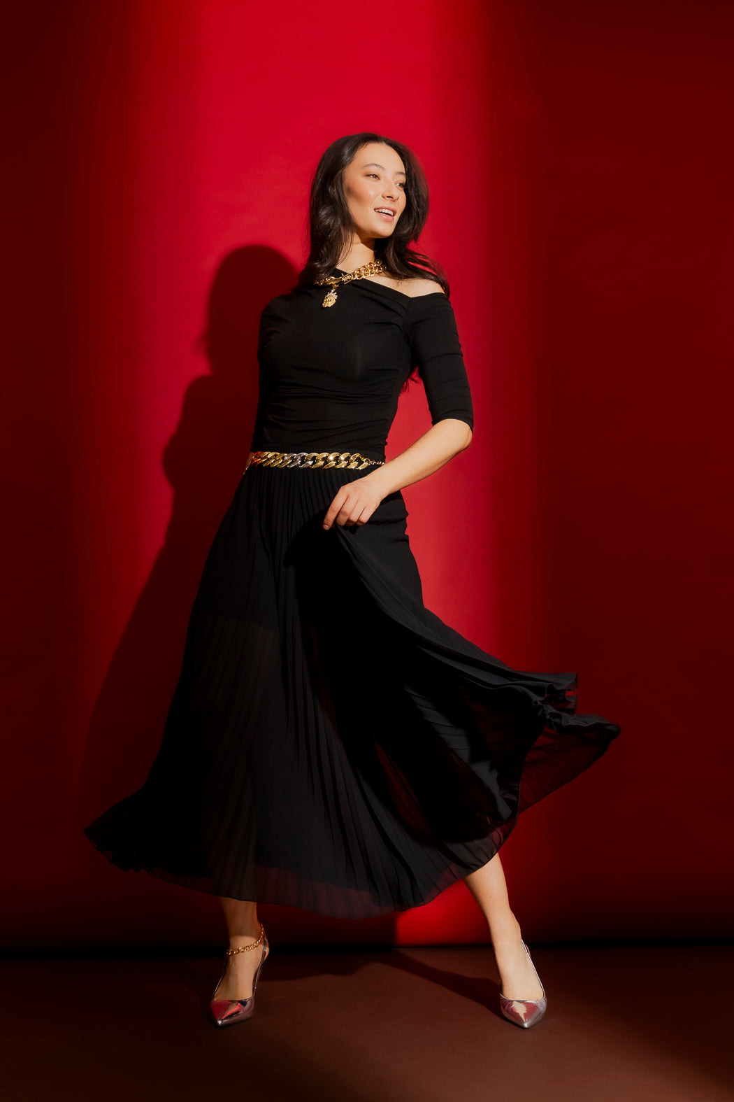 Black Tencel Drape Summer Top