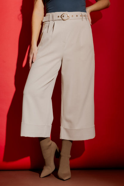 Beige Valencia Cleo Cuff Pant