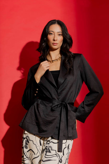 Black Soft Belted Blazer