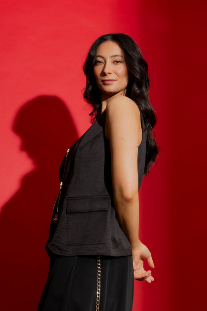 Black Zip Front Vest