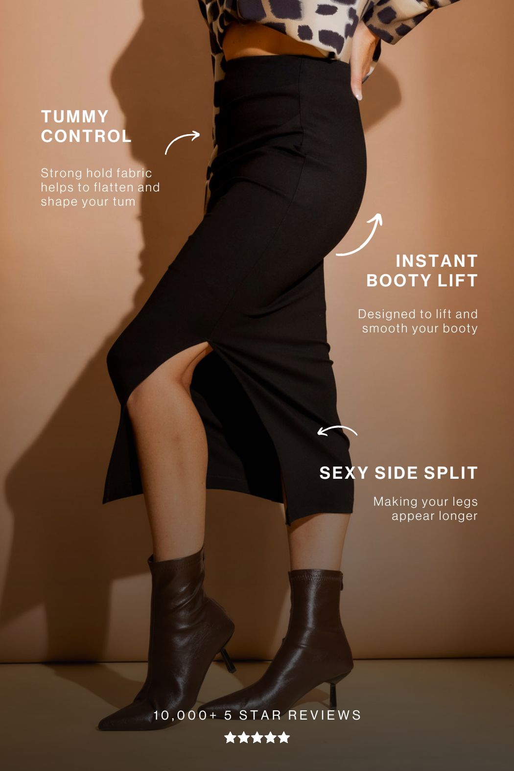 Black Ponte Ruched Miracle Skirt