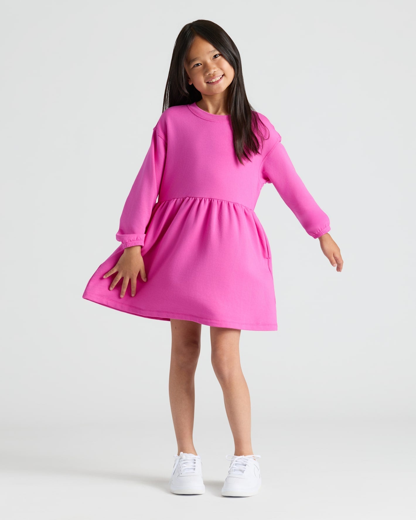 Girls Long Sleeve Fleece Dress 2-Pack
