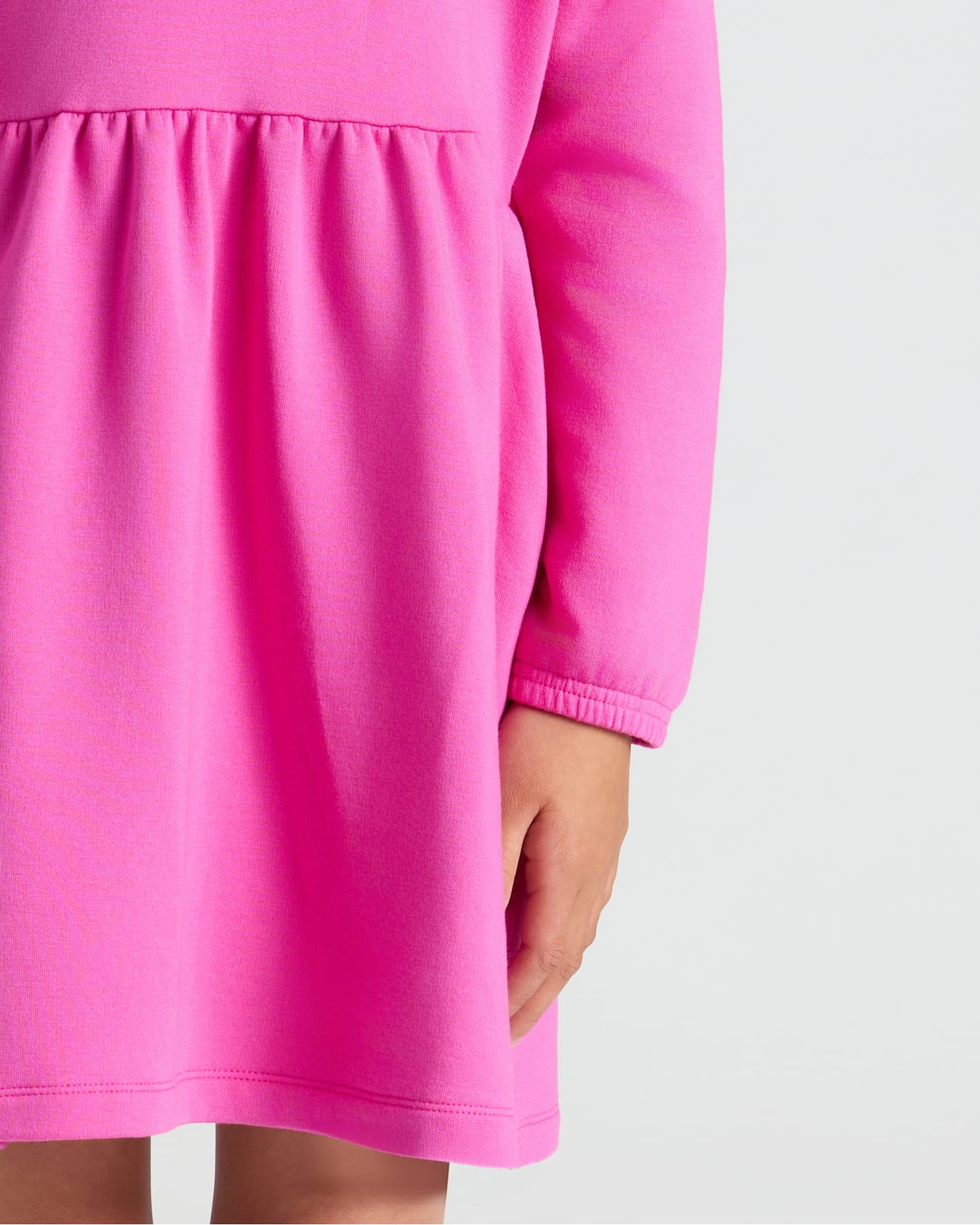 Girls Electric Fuchsia Long Sleeve Fleece Dress
