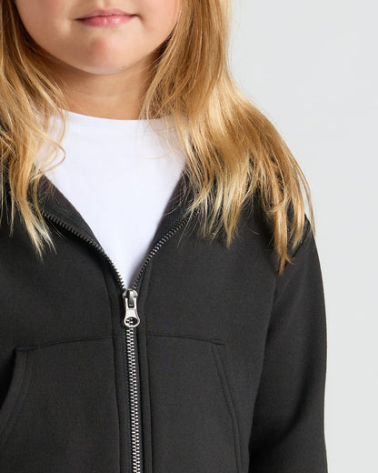 Girls Black & Stormcloud Cropped Zip Hoodie 2-Pack