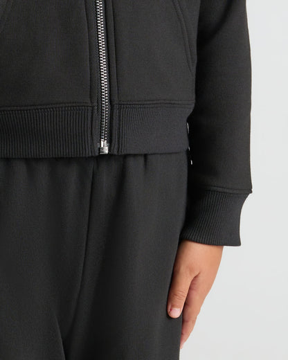 Girls Black & Stormcloud Cropped Zip Hoodie 2-Pack