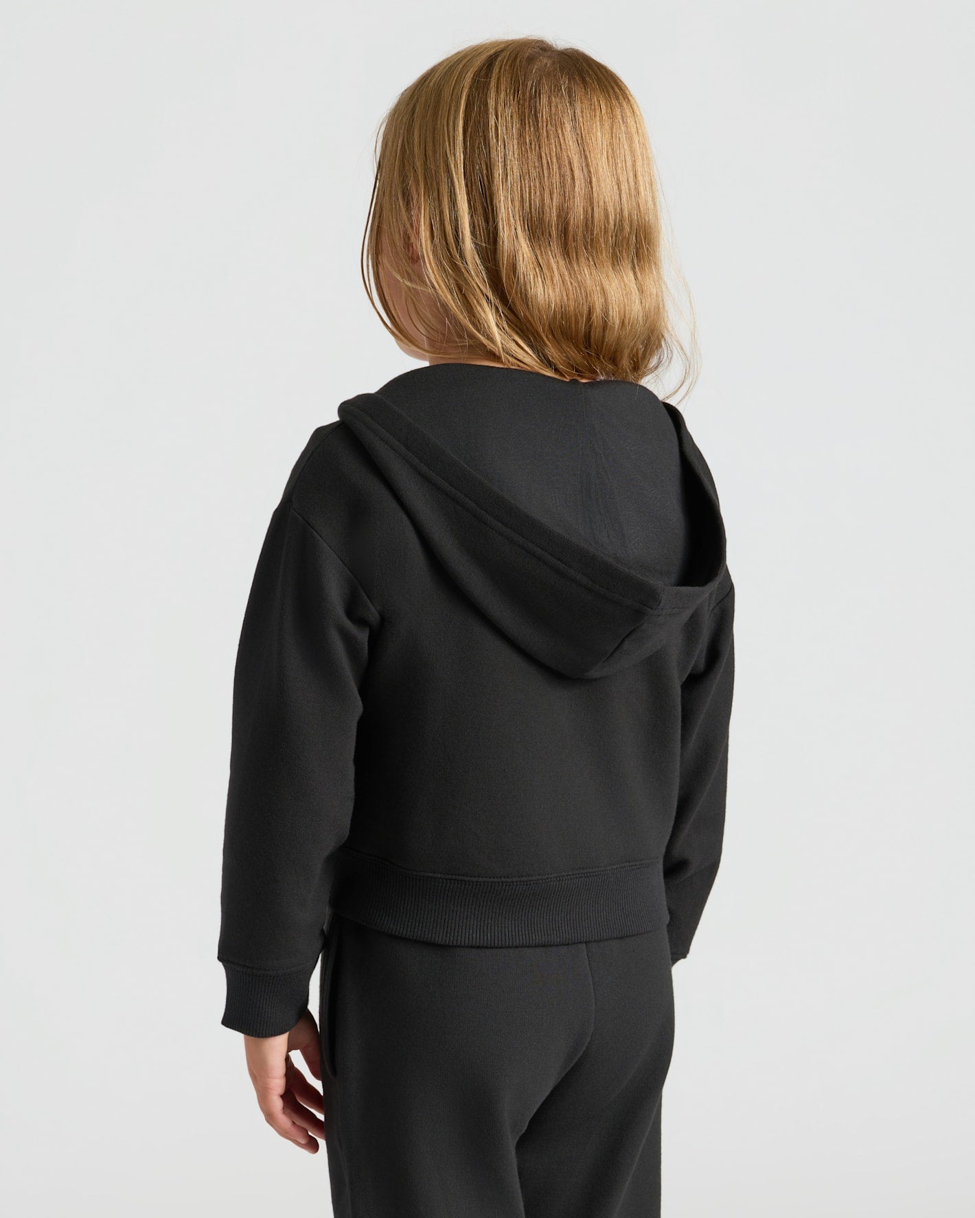 Girls Black Cropped Zip Hoodie