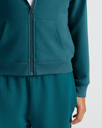 Girls Deep Emerald & Dark Maroon Cropped Zip Hoodie 2-Pack