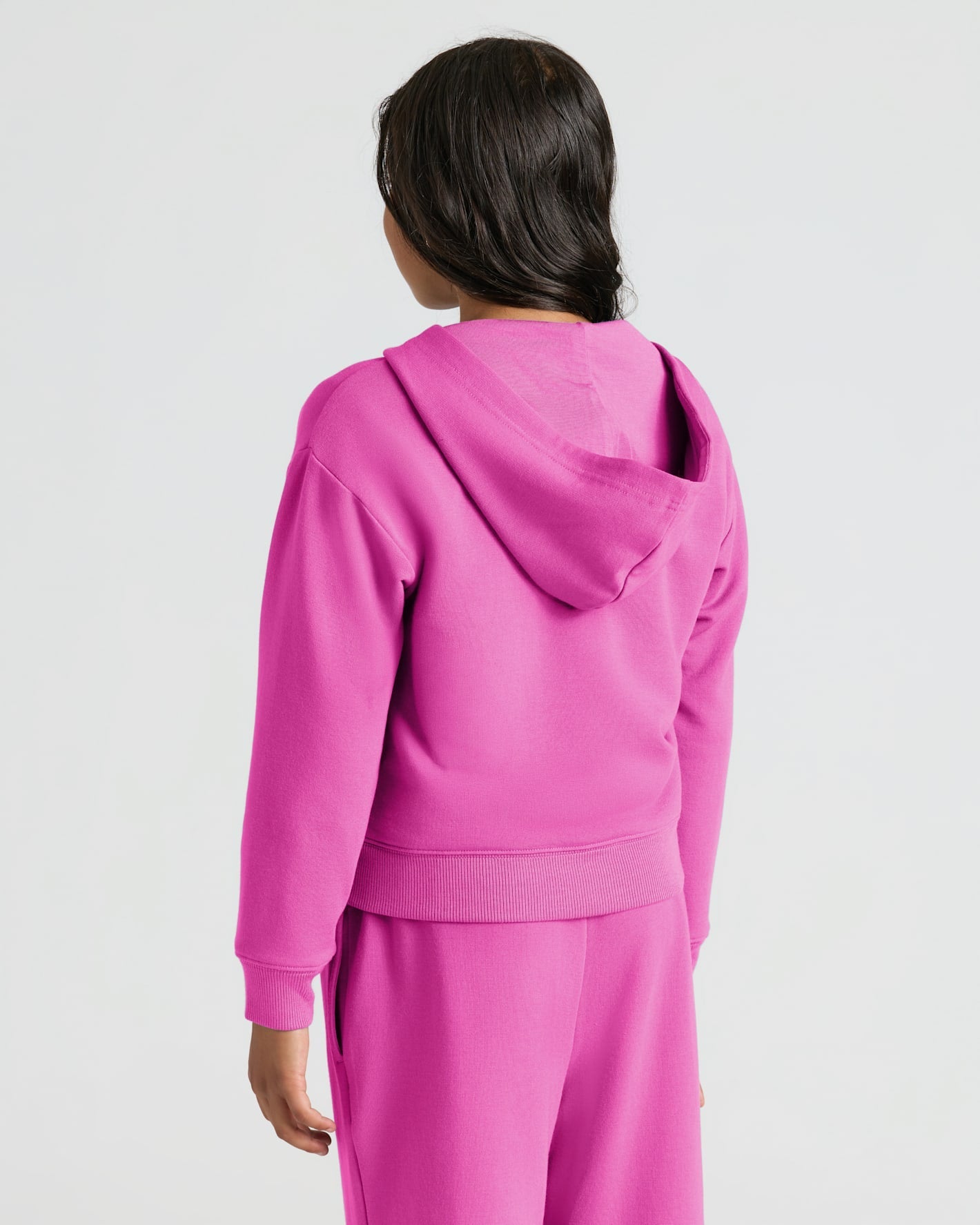 Girls Electric Fuchsia Cropped Zip Hoodie