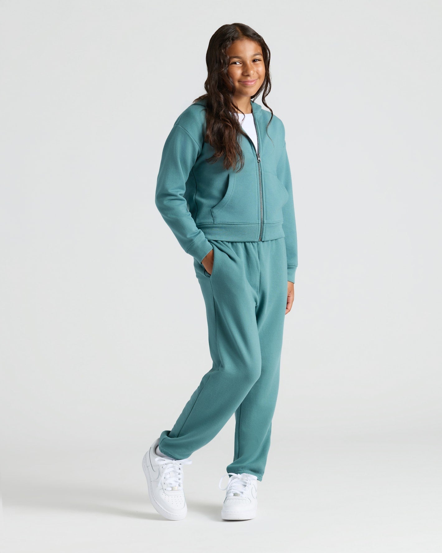 Girls Black & Stormcloud Cropped Zip Hoodie 2-Pack