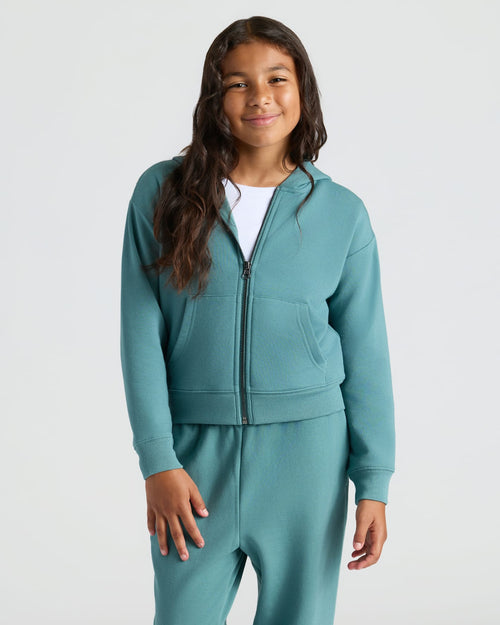 Girls Stormcloud Cropped Zip Hoodie