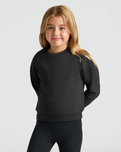 Girls Black Slouch Pullover Crew