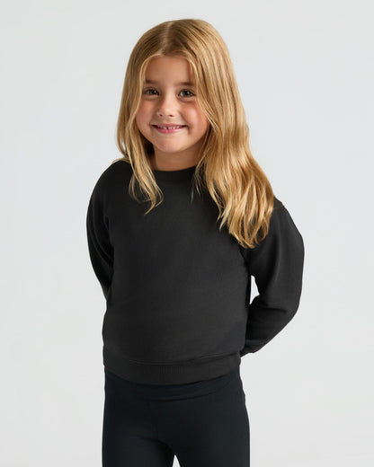 Girls Black Slouch Pullover Crew