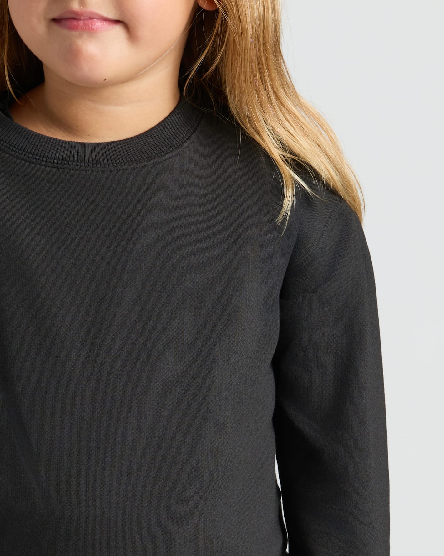 Girls Black Slouch Pullover Crew