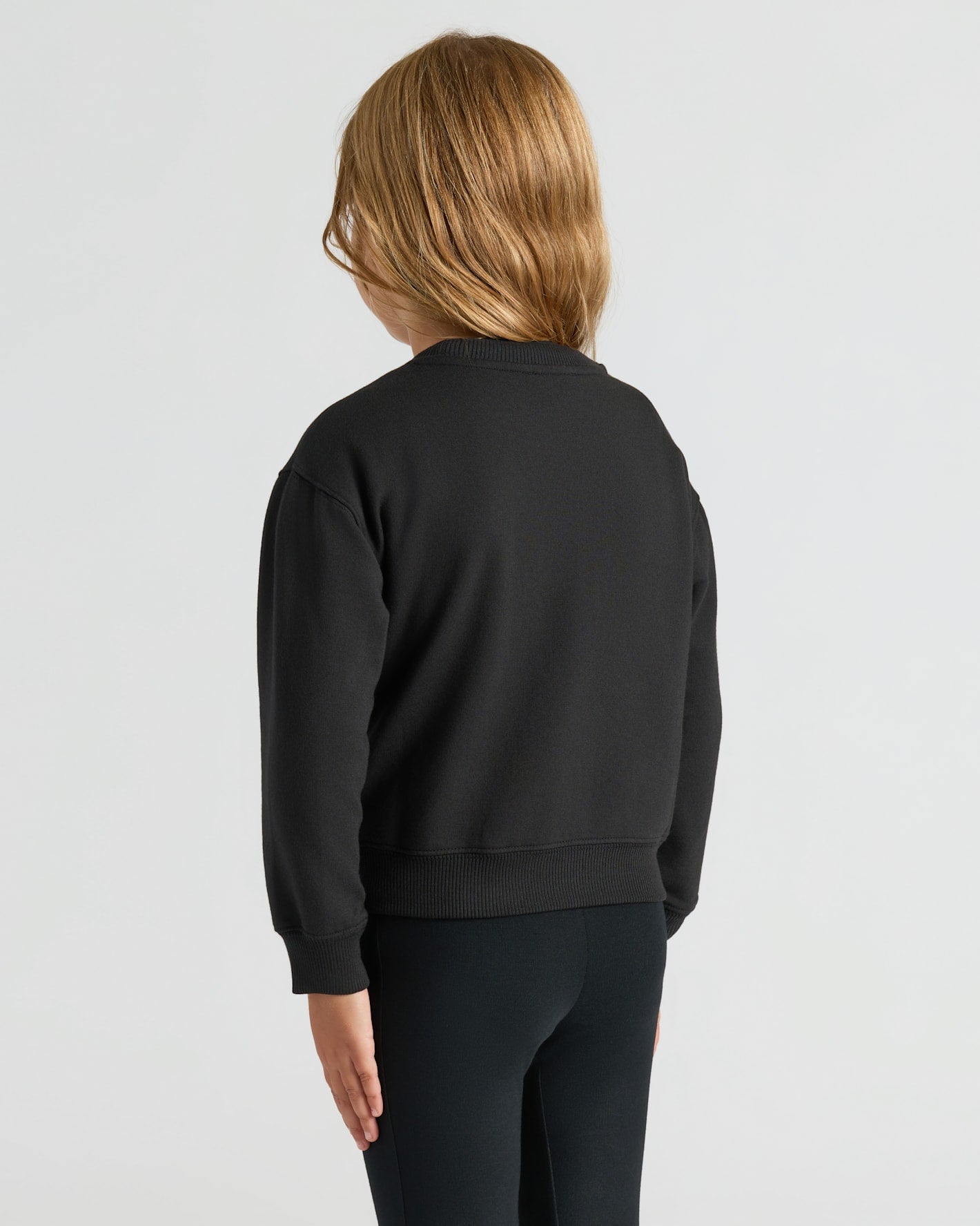 Girls Black Slouch Pullover Crew