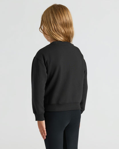 Girls Black Slouch Pullover Crew