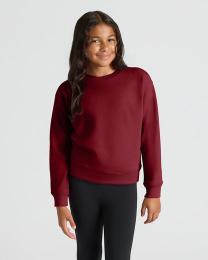 Girls Deep Emerald & Dark Maroon Slouch Pullover Crew 2-Pack