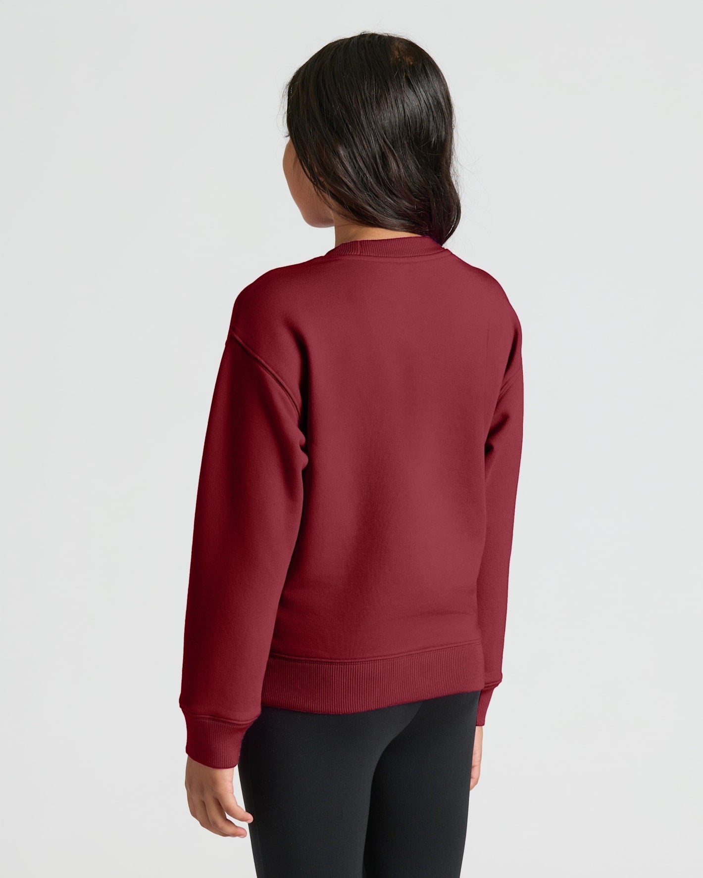 Girls Dark Maroon Slouch Pullover Crew & Relaxed Jogger 2-Pack