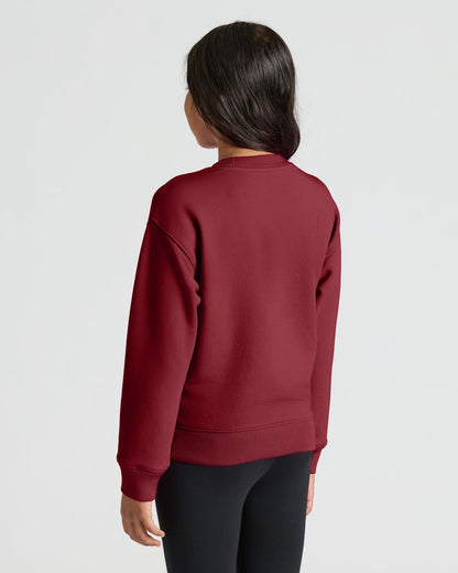 Girls Dark Maroon Slouch Pullover Crew & Relaxed Jogger 2-Pack