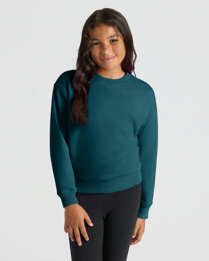 Girls Black & Deep Emerald Slouch Pullover Crew 2-Pack