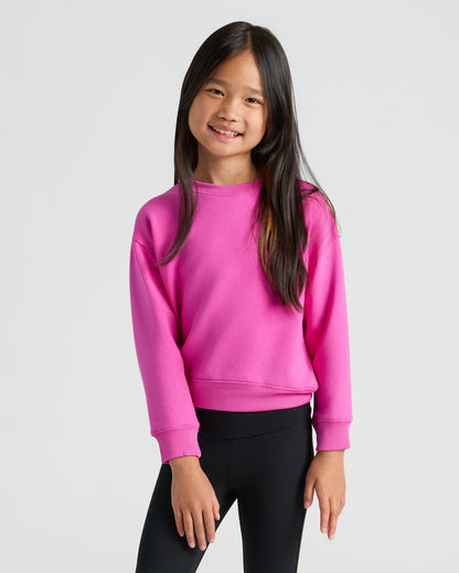 Girls Electric Fuchsia Slouch Pullover Crew & Relaxed Joggers 2-Pack