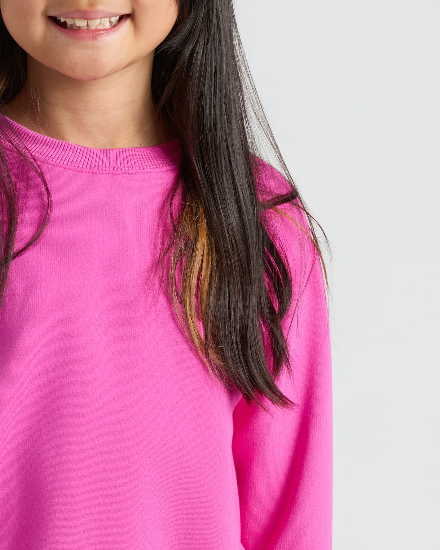 Girls Electric Fuchsia Slouch Pullover Crew