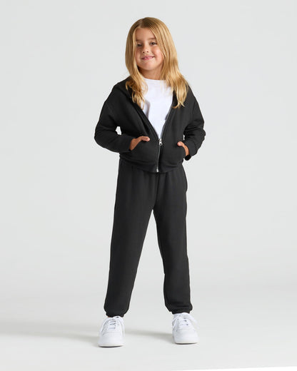 Girls Black Cropped Zip Hoodie & Relaxed Joggers 2-Pack