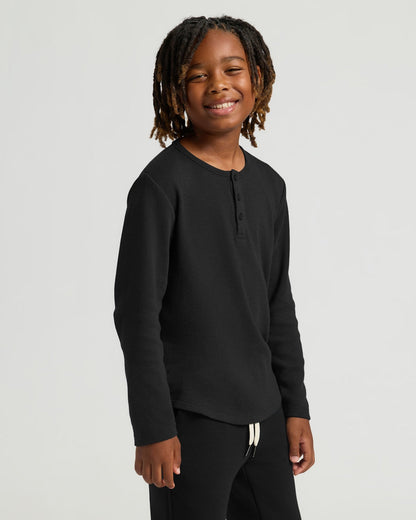 Boys' Waffle Long Sleeve Henley 3-Pack