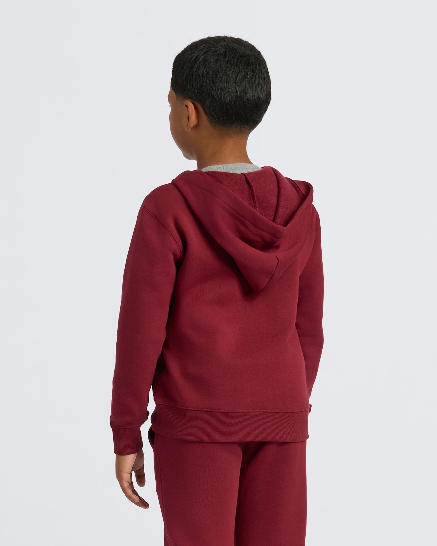 Boys Dark Maroon Full Zip Fleece Hoodie & Jogger 2-Pack