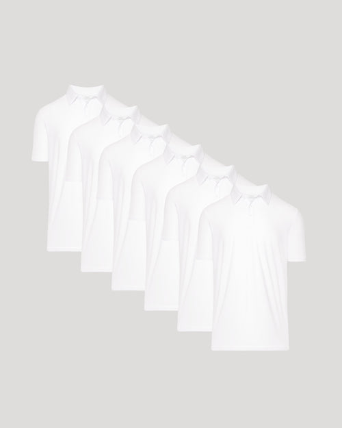 All White Active Polo 6-Pack