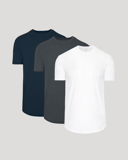Classic Curved Hem Crew Neck 3-Pack