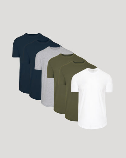 Classic Curved Hem Crew Neck 6-Pack