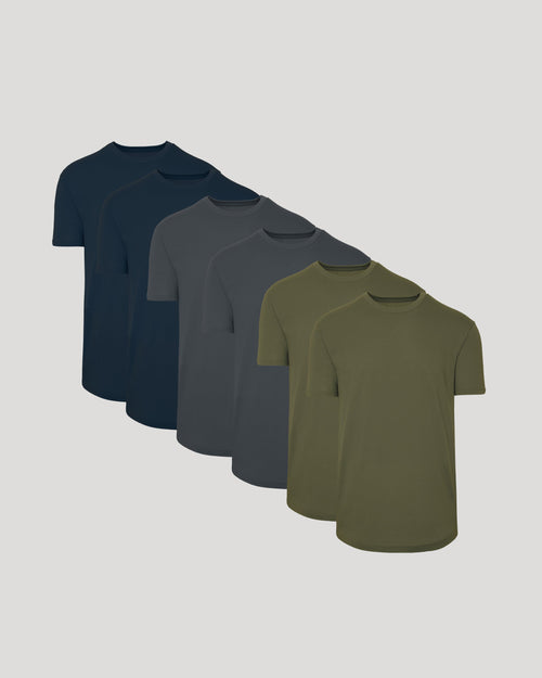 Classic Curved Hem Crew Neck 6-Pack