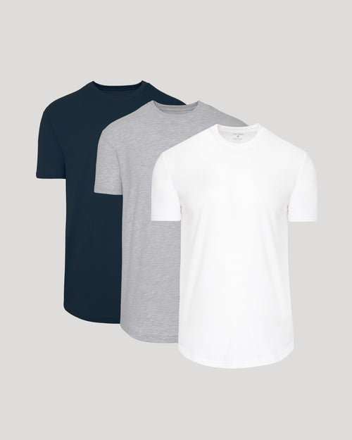 Classic Curved Hem Crew Neck 3-Pack