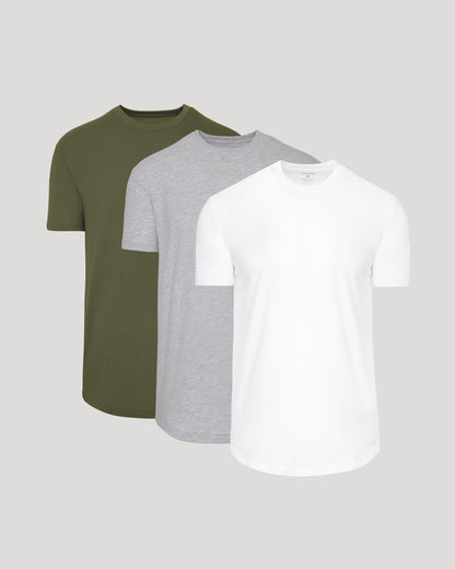 Classic Curved Hem Crew Neck 3-Pack