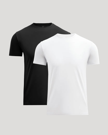 Black & White Pima Cotton Blend Crew 2-Pack