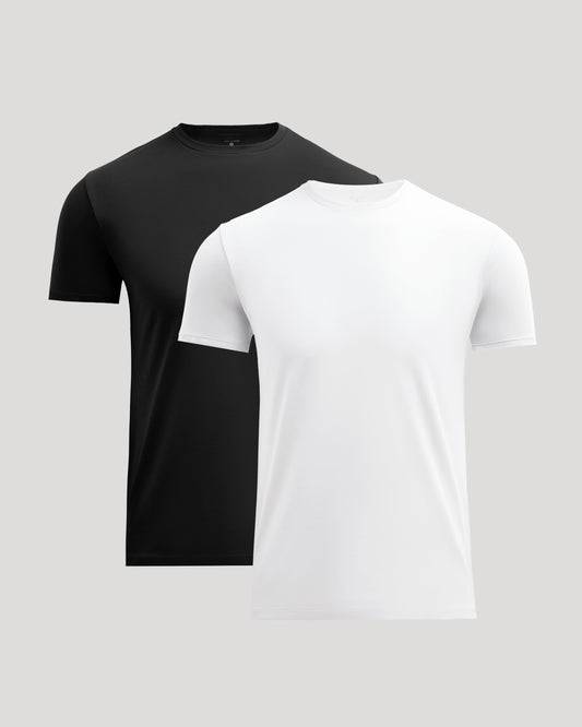 Black & White Pima Cotton Blend Crew 2-Pack