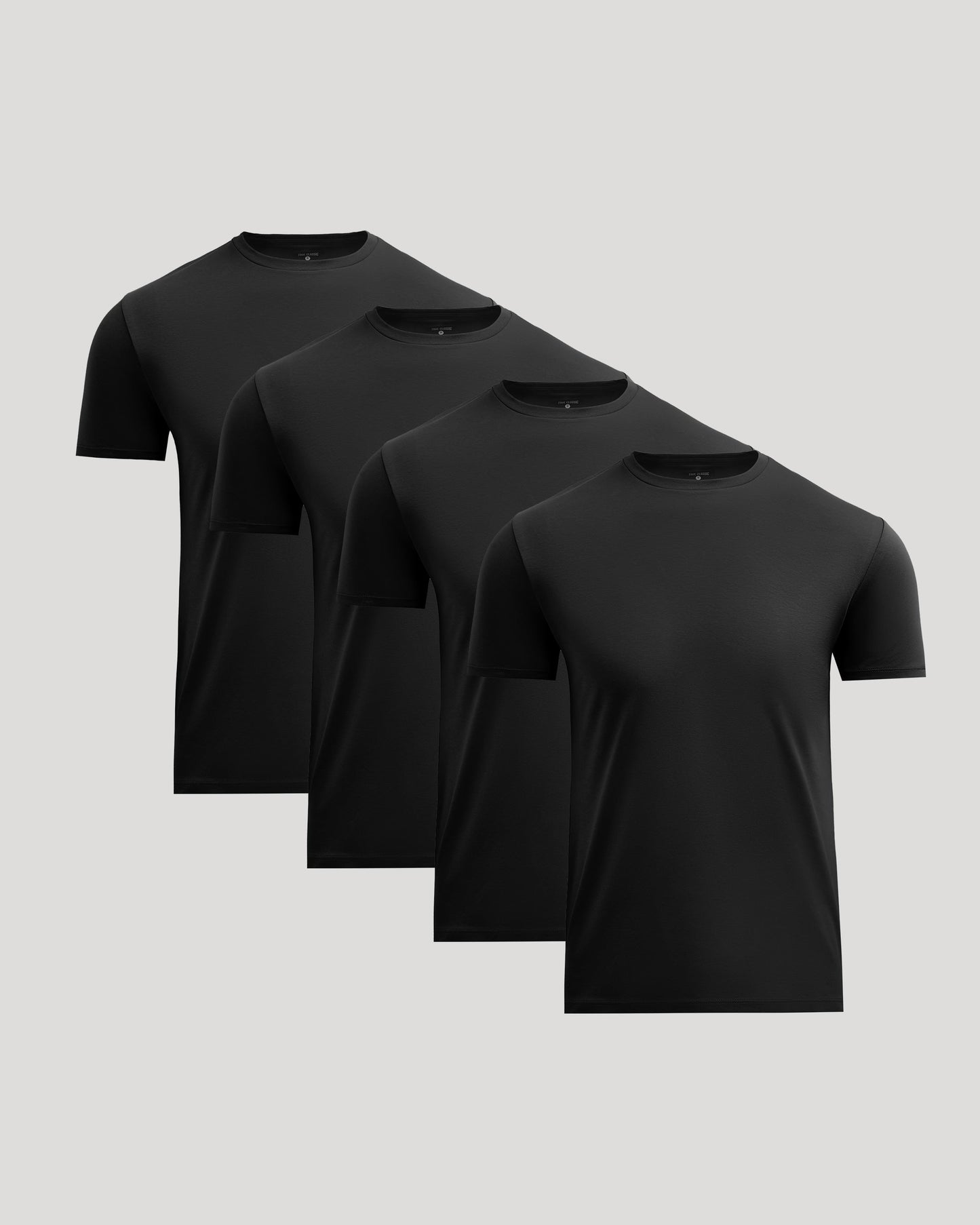 All Black Pima Cotton Blend Crew 4-Pack
