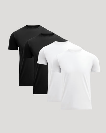 Black & White Pima Cotton Blend Crew 4-Pack