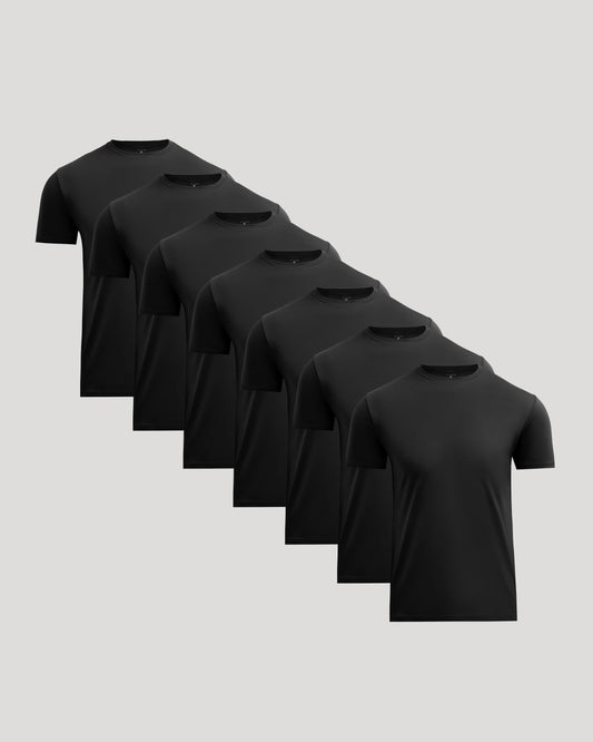 All Black Pima Cotton Blend Crew 7-Pack
