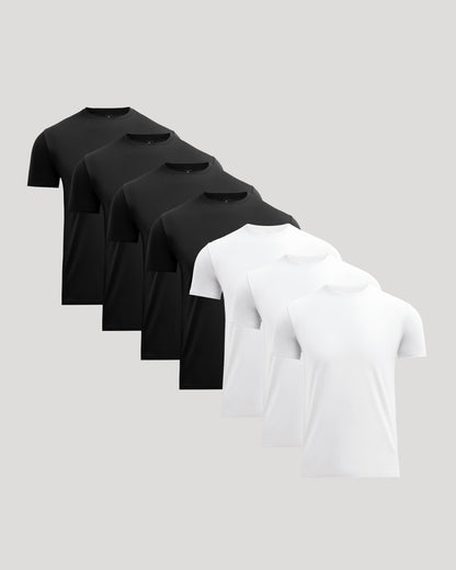 Black & White Pima Cotton Blend Crew 7-Pack