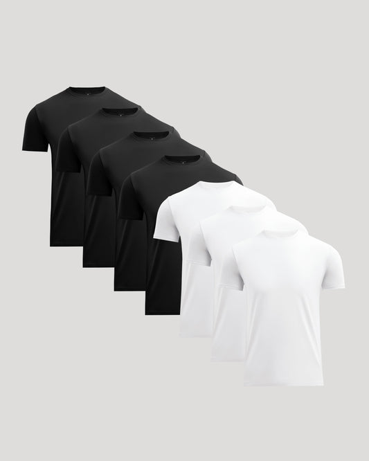 Black & White Pima Cotton Blend Crew 7-Pack