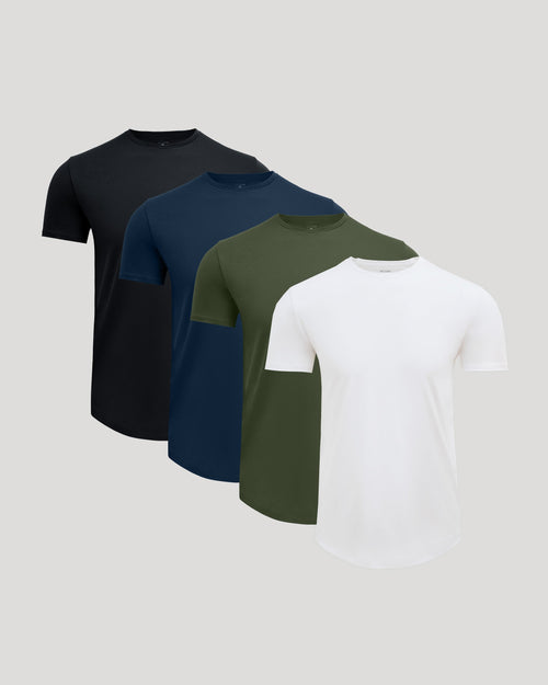 Pima Cotton Blend Curved Hem Crew 4-Pack