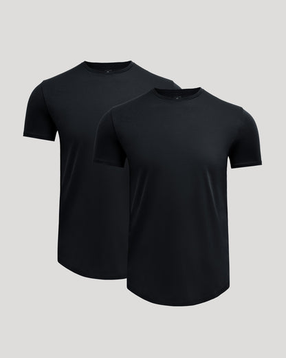 Pima Cotton Blend Curved Hem Crew 2-Pack