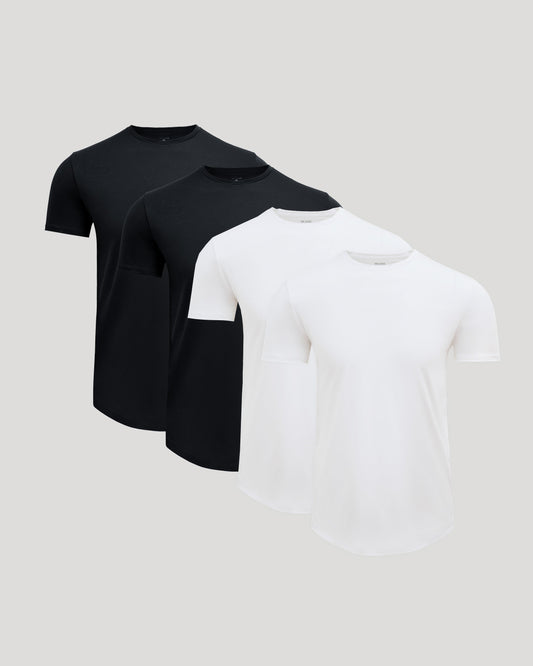 Pima Cotton Blend Curved Hem Crew 4-Pack