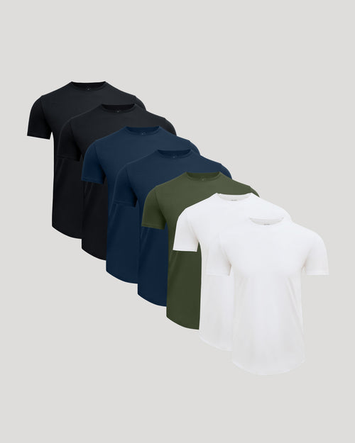 Pima Cotton Blend Curved Hem Crew 7-Pack