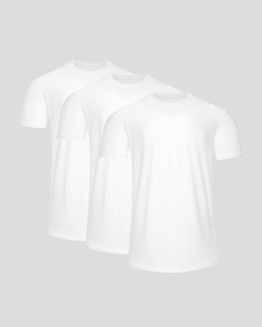All White Active Curved Hem Crew 3-Pack
