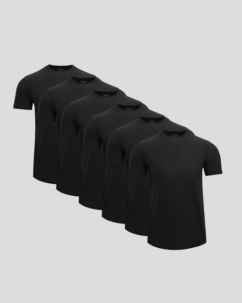 All Black Active Curved Hem Crew 6-Pack