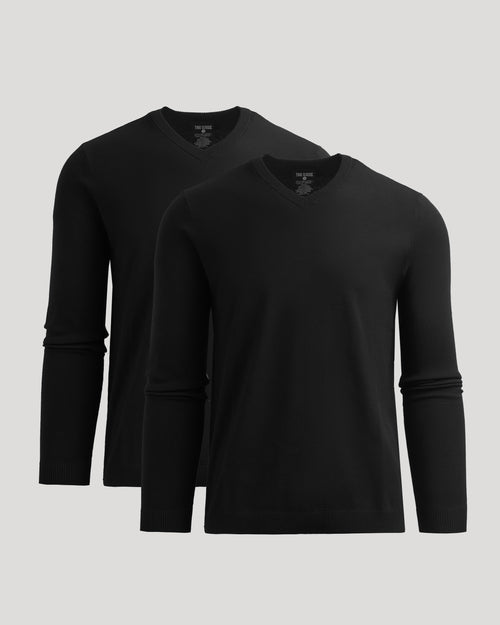 All Black Dressy V-Neck Sweater 2-Pack