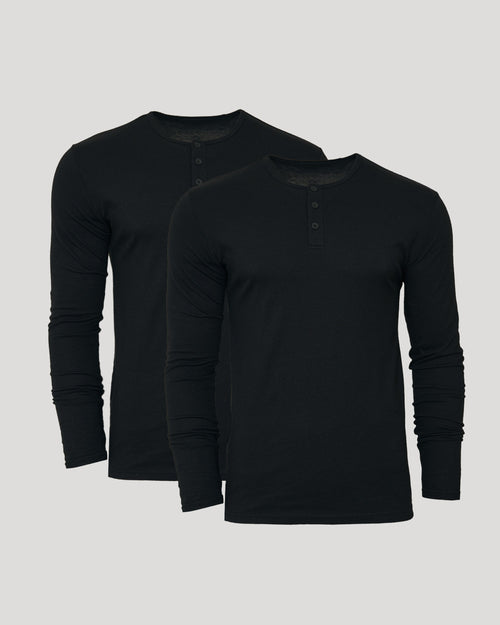 All Black Classic Henley 2-Pack